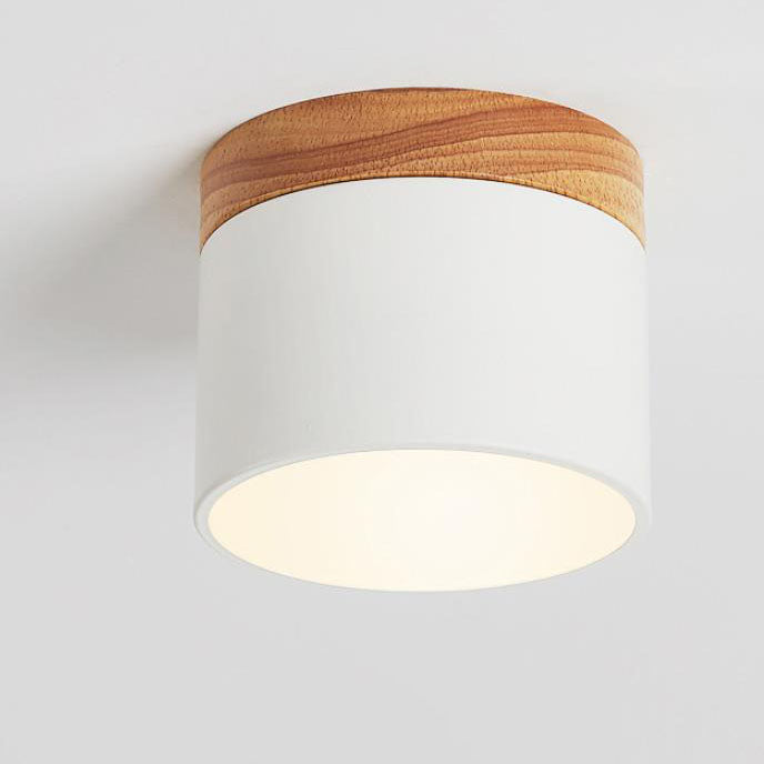 Flush Mount Ceiling Light Iron Solid Wood PVC 3.94 in Modern Hallway Living Room Bedroom 7W 700lm LED Adjustable Color Temperature White Black Pink Blue Green Gray Gold | Kalsten