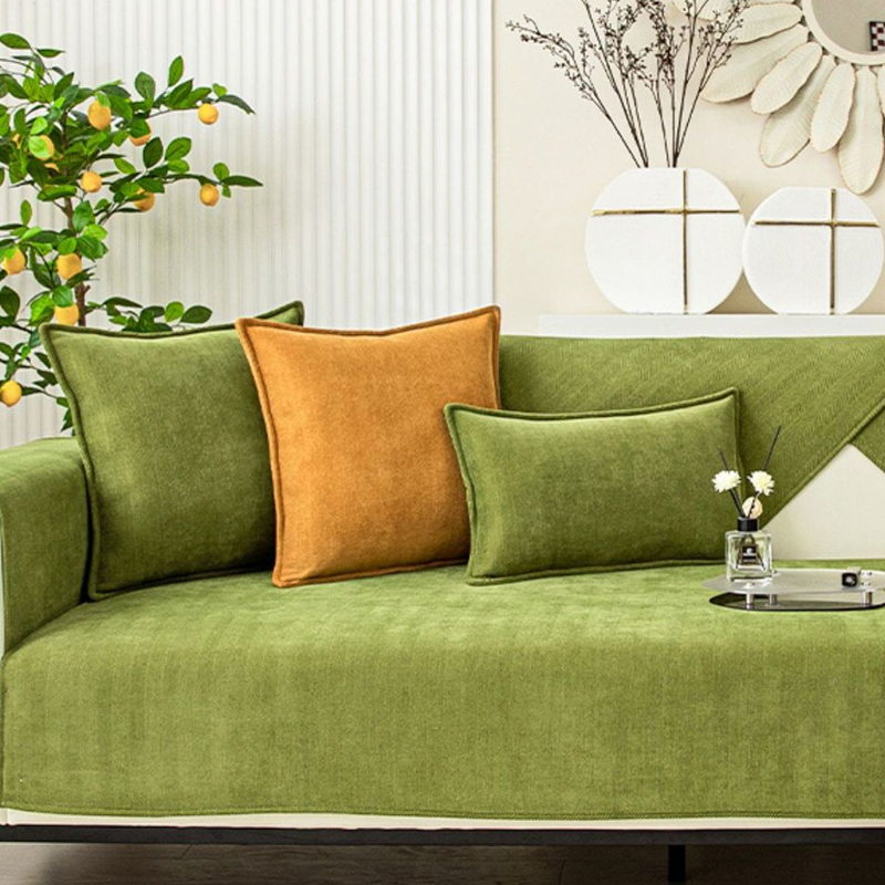 Kalsten | Wavy Check Chenille Fabric Furniture Protector Sofa Cover