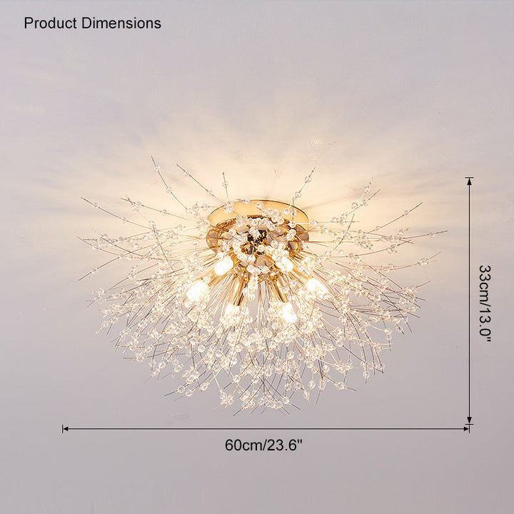 Ceiling Light Metal Crystal 15.7 in Flush Mount Bedroom Hallway Dandelion Design Decorative Lighting | Kalsten