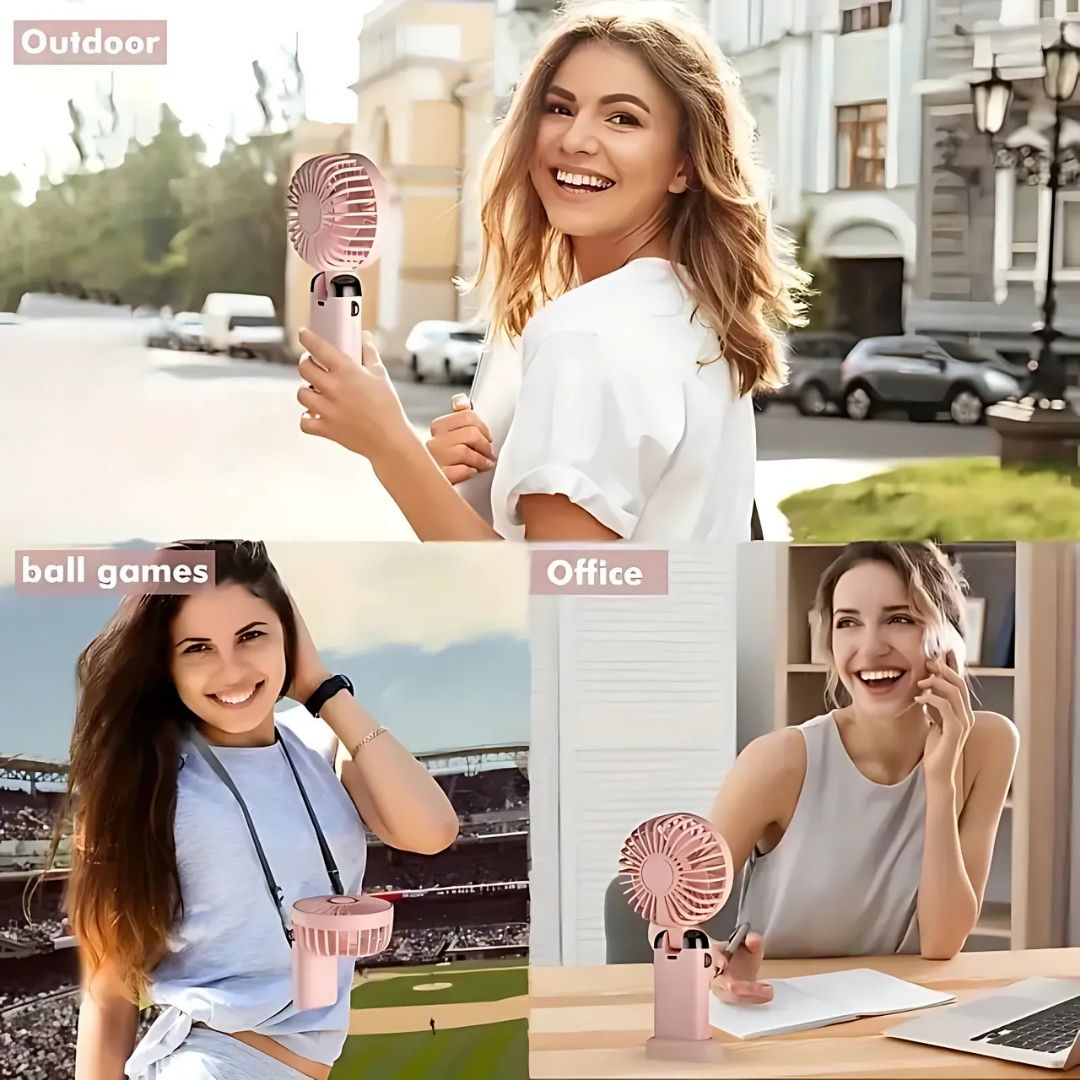 Rechargeable Handheld Mini Fan | 5-Speed, 90-Degree Adjustable & Quiet for Office, Home & Outdoor Use | Kalsten