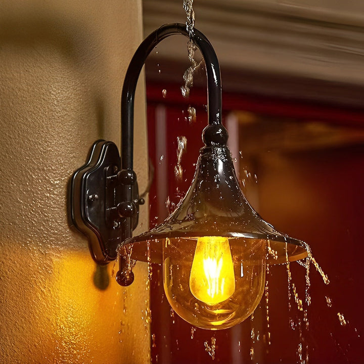 Creative Trumpet Shaped Waterproof LED Black Vintage Outdoor Wall Lamp | Kalsten