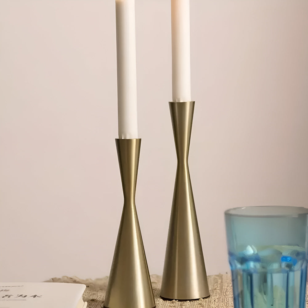 Kalsten | Sleek Nordic Brass Waist Candlestick| 3pcs Set