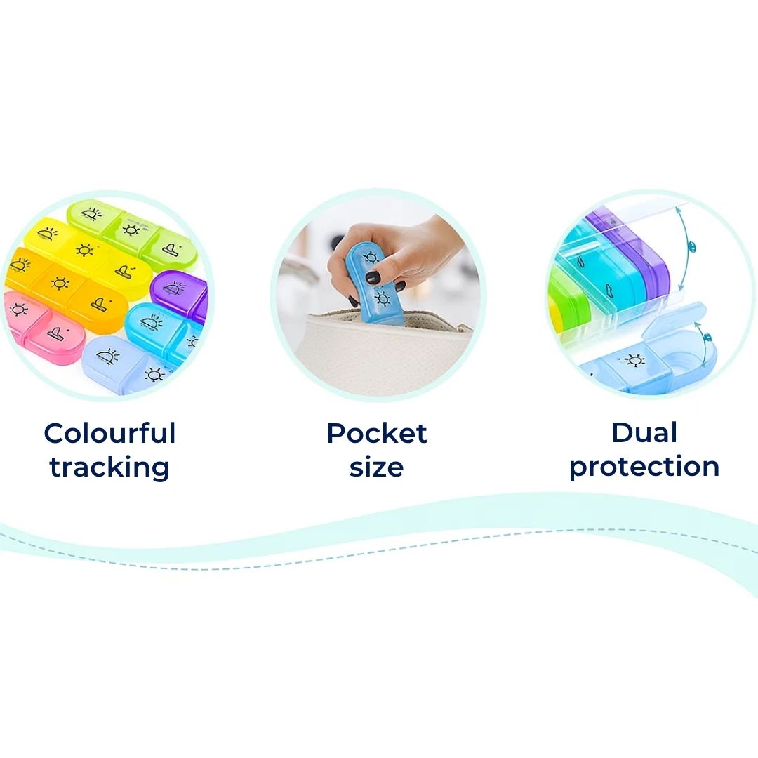 MediTrack | Weekly Pill Organizer – Improves Medication Adherence - Easy‑Open Large Compartments – BPA‑Free Durable – Travel & Seniors Kalsten