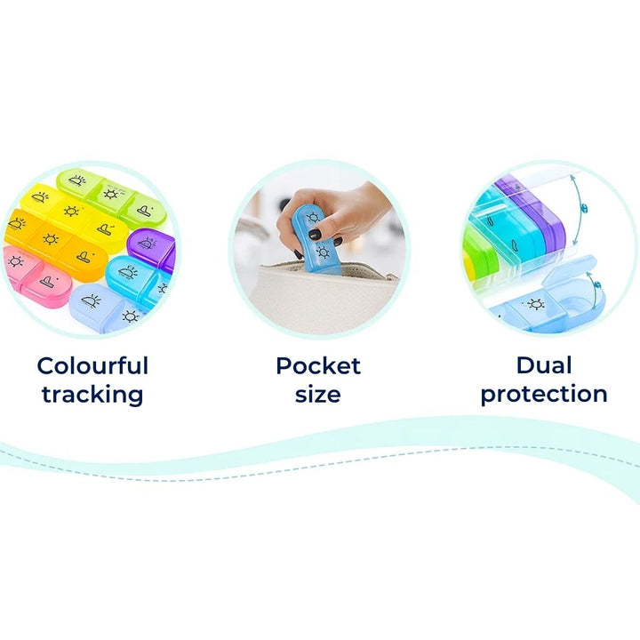 MediTrack | Weekly Pill Organizer – Improves Medication Adherence - Easy‑Open Large Compartments – BPA‑Free Durable – Travel & Seniors Kalsten