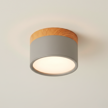 Button Wood-Accent Flush Mount