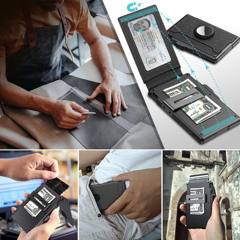 Kalsten | Men's Business Style PU Leather Card Slots for AirTag