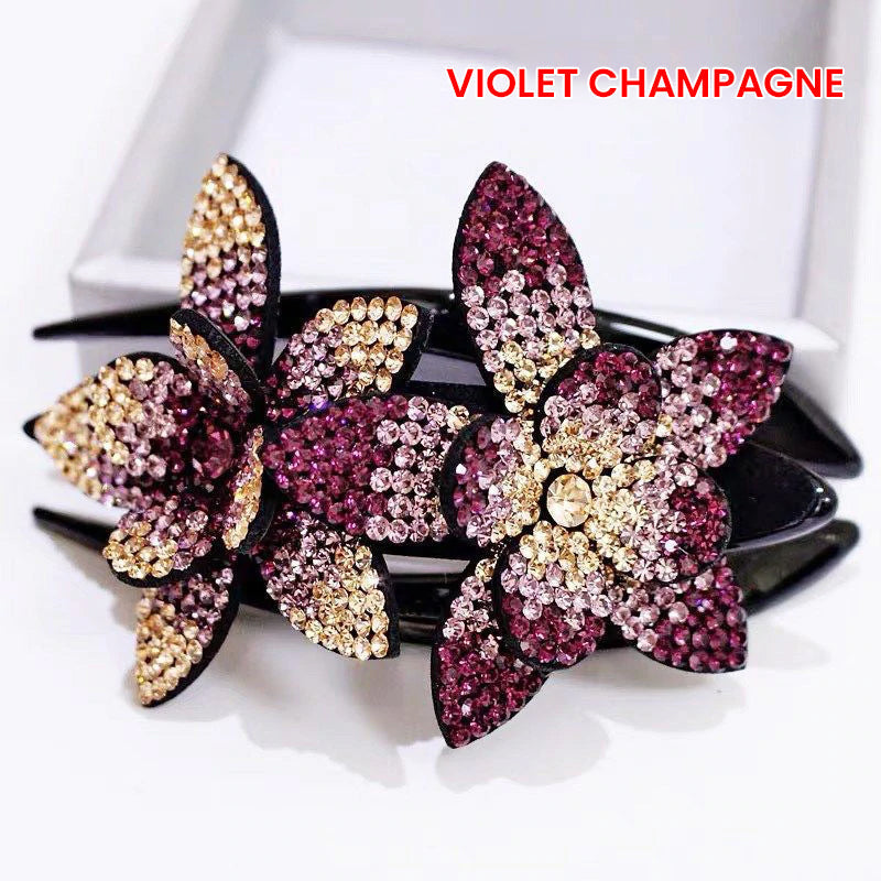 Double Flower Rhinestone Hair Pin | Kalsten