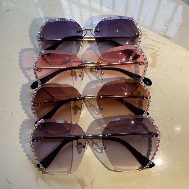 Rimless Sunglasses with Crystal | Kalsten