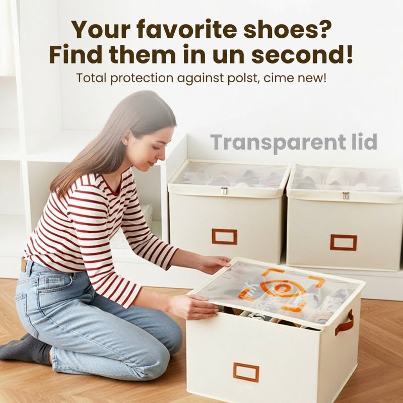 Foldable shoe box made of fabric with lid | Kalsten