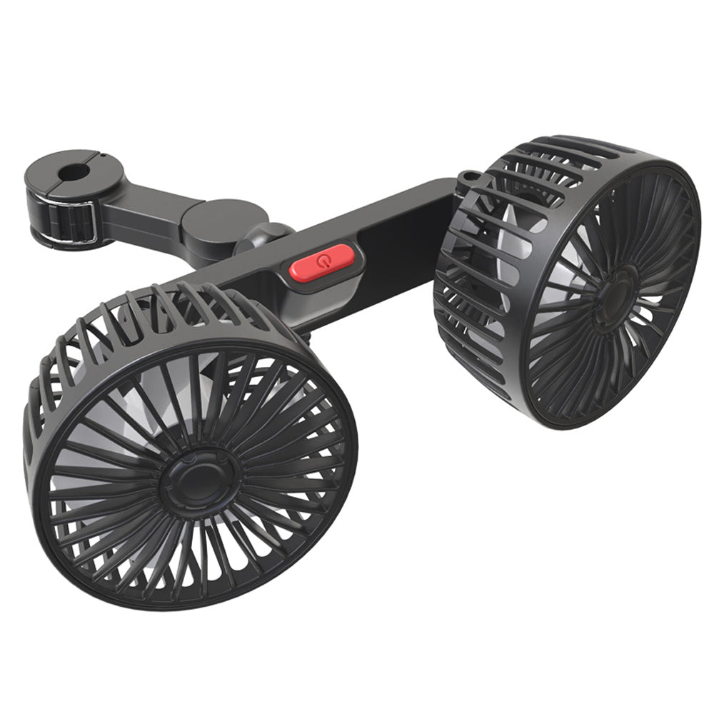 1 Pc Car Fan, Car Small Air Conditioner, Double-headed Rear Fan, Strong Wind, 360 Degrees Rotation, Large Air Volume, Subwoofer Operation, Base Fixed Clip Mounting Method, Suitable For Car Home | Kalsten