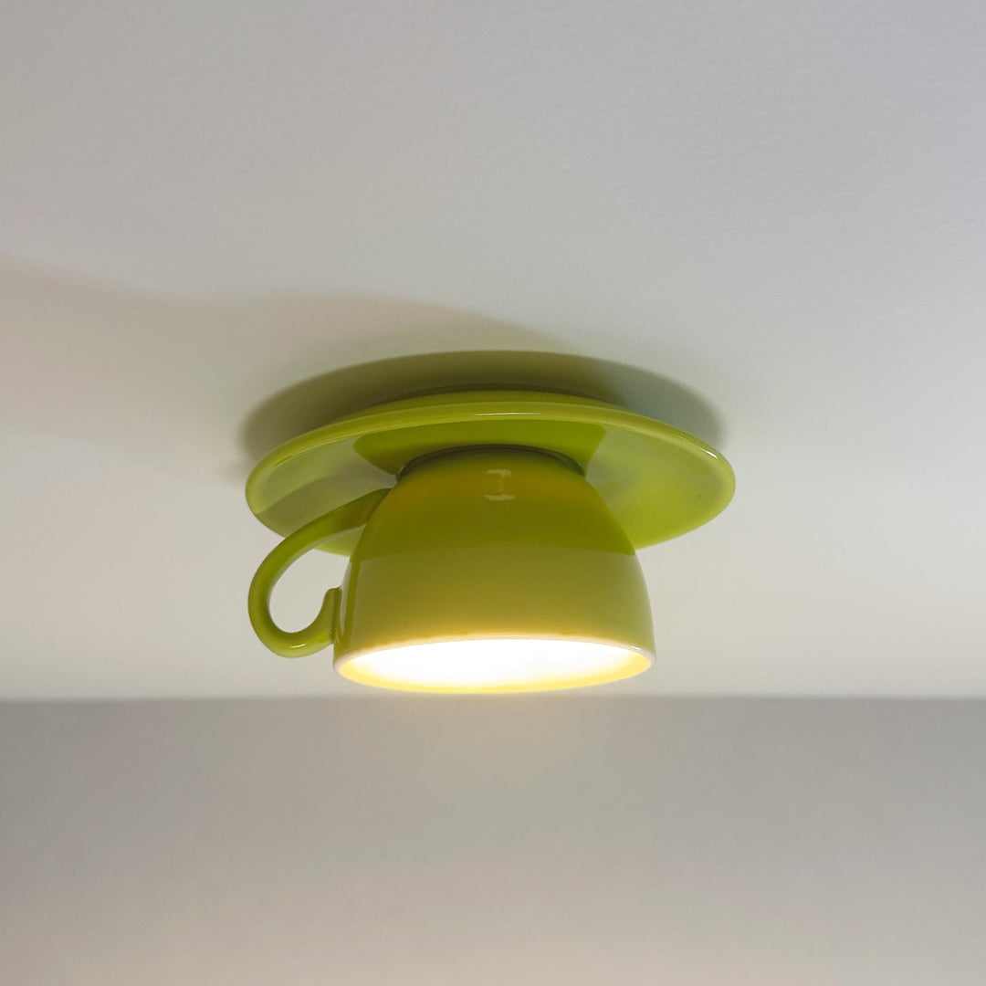 Ceiling Light Ceramic Coffee Cup Shape Indoor Bedroom Living Room Decorative Flush Mount LED Fixture | Kalsten