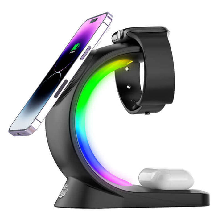 4 In 1 Magnetic Wireless Charger Fast Charging For Smart Phone Atmosphere Light Charging Station For Airpods Pro I-phone Watch | Kalsten