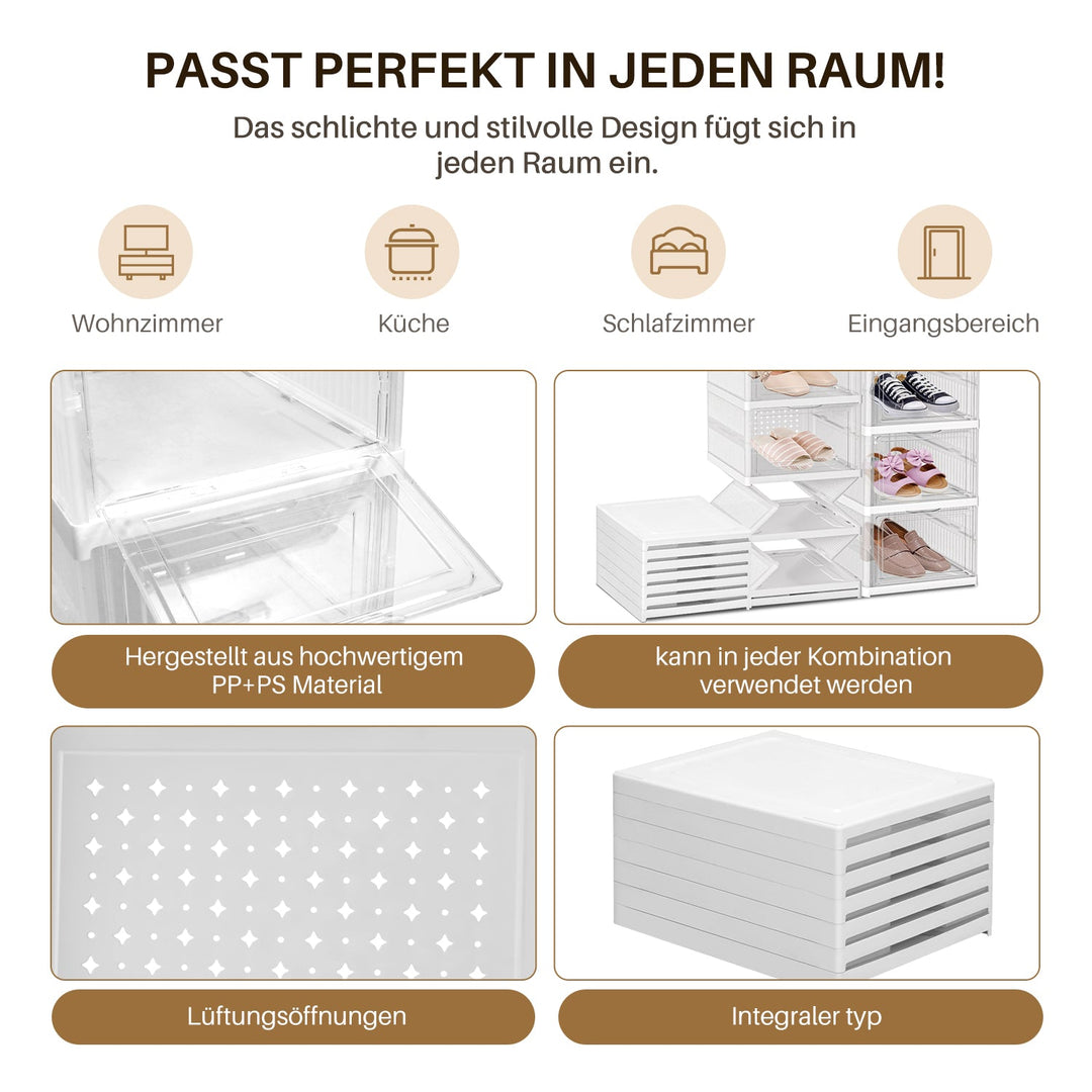 6 Layers Shoe Boxes Storage Box Stackable | Kalsten