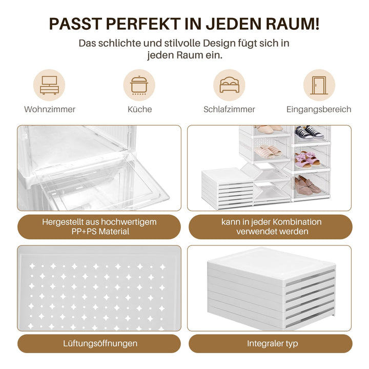6 Layers Shoe Boxes Storage Box Stackable | Kalsten