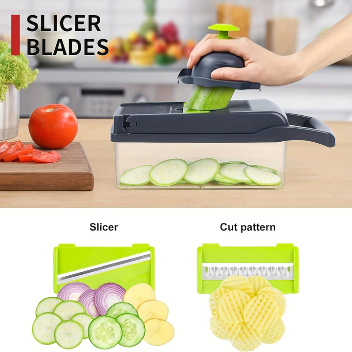 Multifunctional Vegetable Cutter 16-in-1 with Catch Container | Kalsten