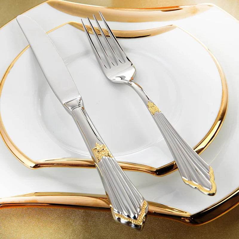 Kalsten | 4-Piece Luxury Gold Inlay Cutlery Set
