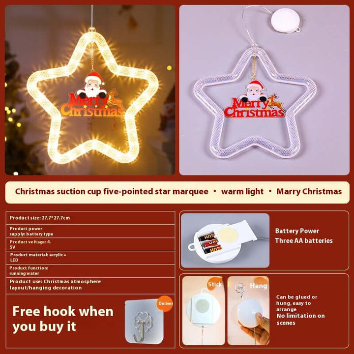Christmas Pendant Decoration Christmas Atmosphere Led Lights Led Christmas Star Light Decoration For Window Door For Holiday | Kalsten