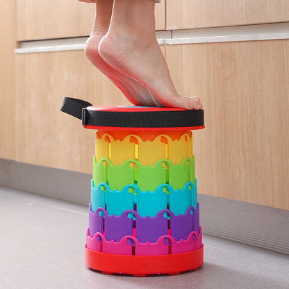 Improved retractable folding stool