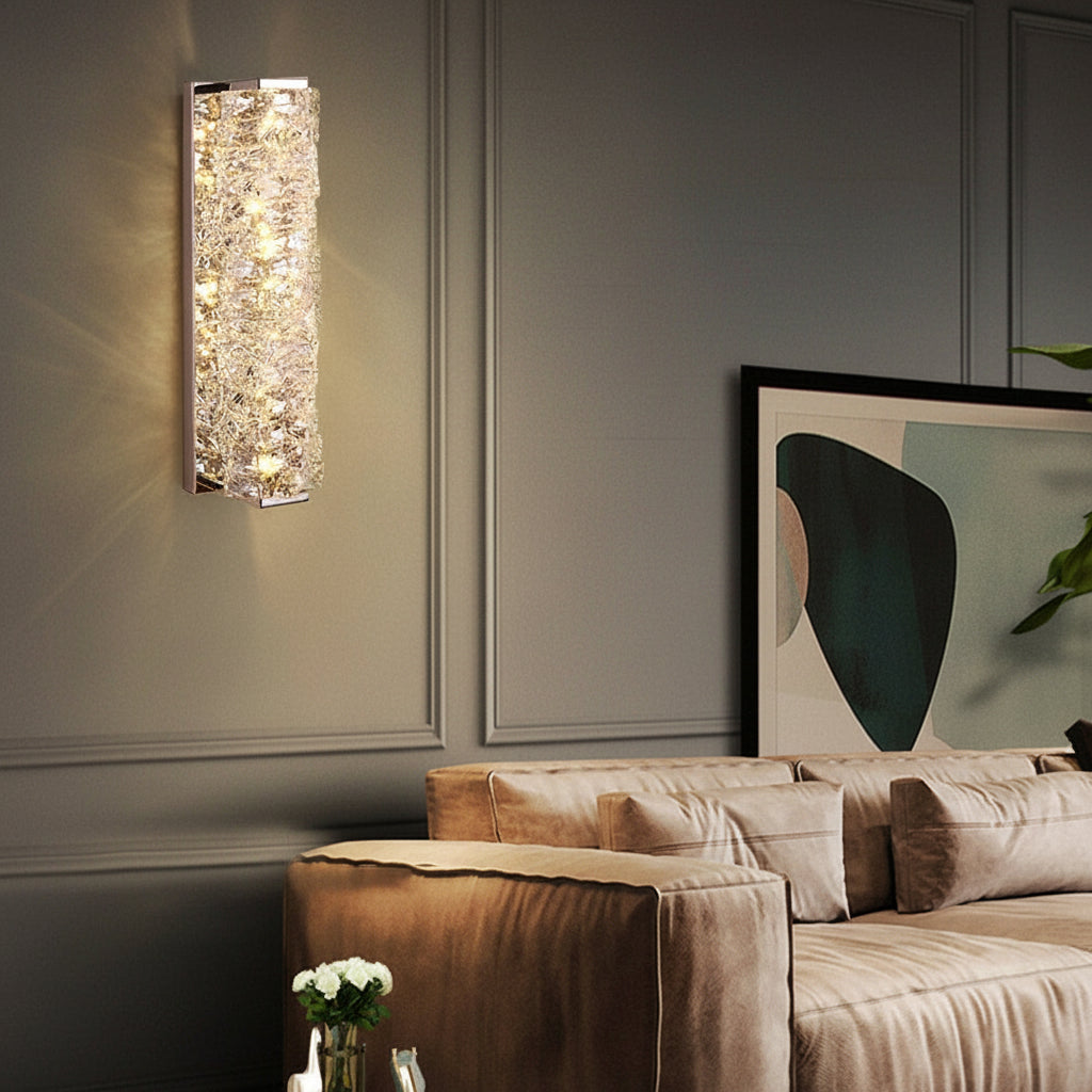 Modern Crystal Pillar LED Wall Sconce – Luxury 3-Color Dimmable Wall Light (Gold/Silver) | Kalsten