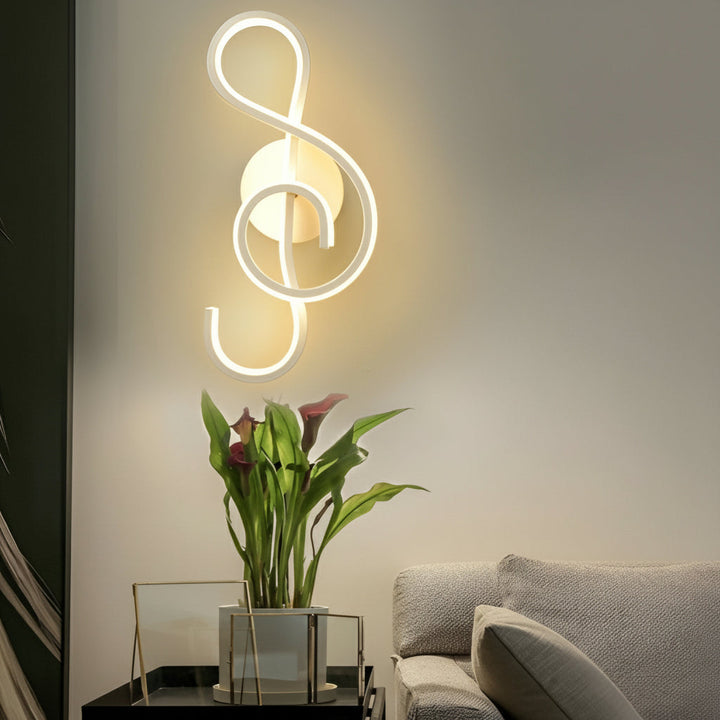 Musical Note LED Wall Sconce – Modern Artistic Music Decor Wall Lamp (Black/White) | Kalsten