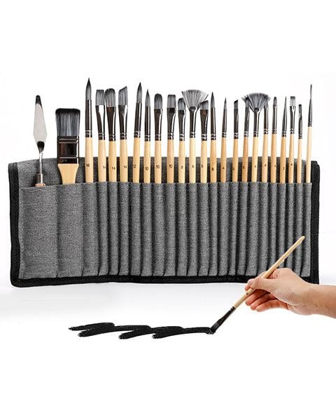 Brush set 24-piece with roll-up case and palette knife | Kalsten