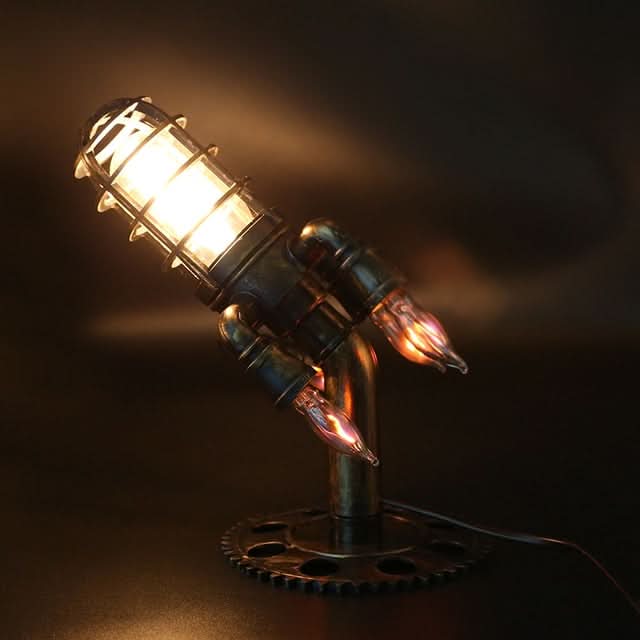 Steampunk Rocket Table Lamp with Flame Light | Kalsten