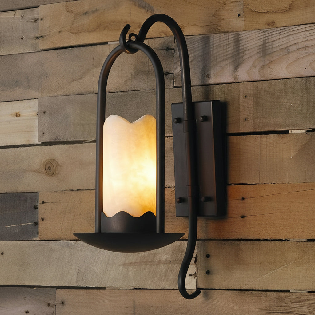 LED Wall Sconce Light – Modern Candlestick Iron Marble Texture (50x18cm / 20x7in) | Kalsten
