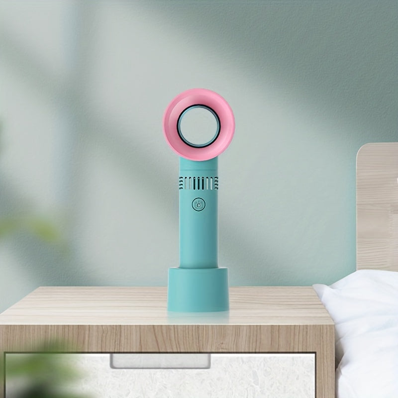 1pc USB Rechargeable Bladeless Handheld Fan - Portable Mini Desk Fan with 3 Speeds for Travel, Camping, Office, and Room Use | Kalsten