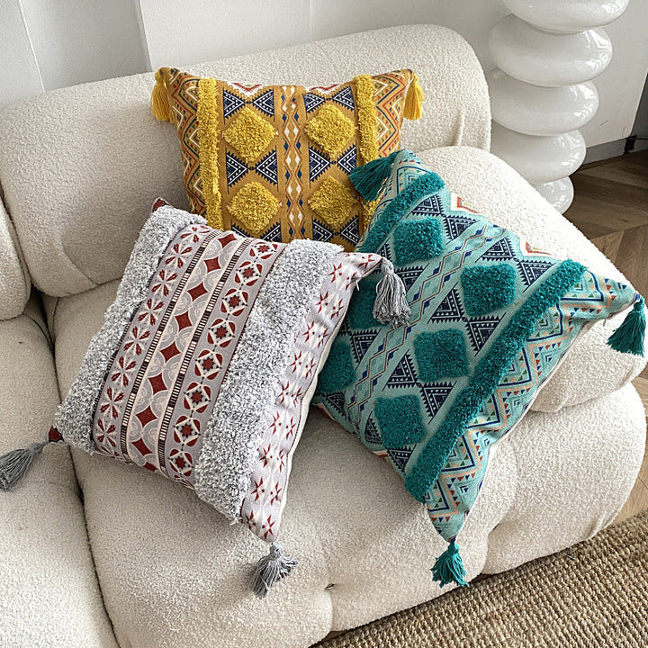 Boho lined fringe throw pillow cover | Kalsten