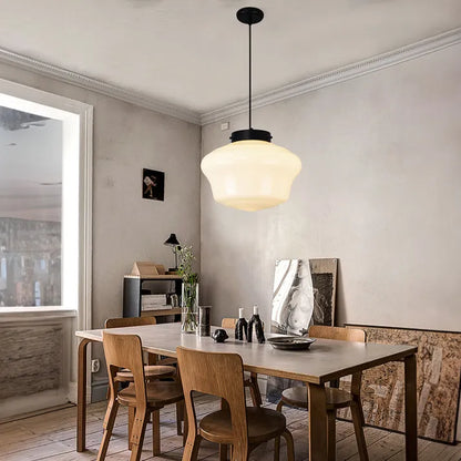 Vintage Geometric Frosted Glass Hanging Lamp – Retro Pendant Light for Dining Room | Karnz