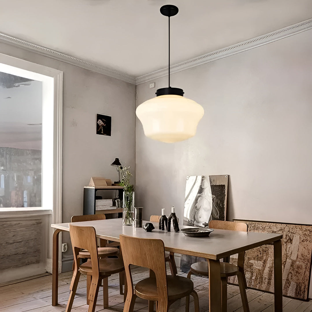 Hanging lamp made of milk glass – Vintage design with geometric glass | Kalsten