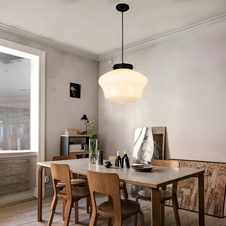 Hanging lamp made of milk glass – Vintage design with geometric glass | Kalsten