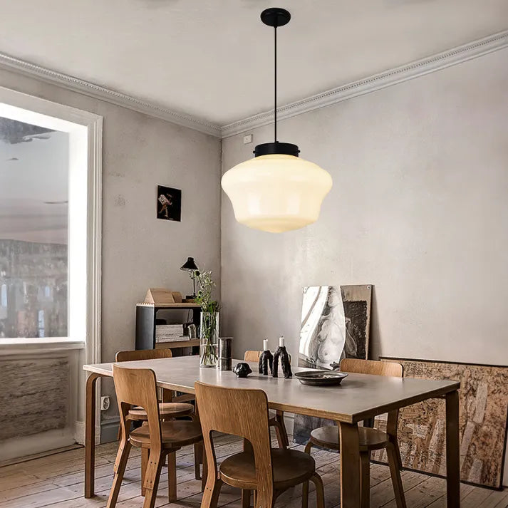Vintage Geometric Hanging Lamp made of Matte Glass – Retro Pendant Light for Dining Room | Kalsten