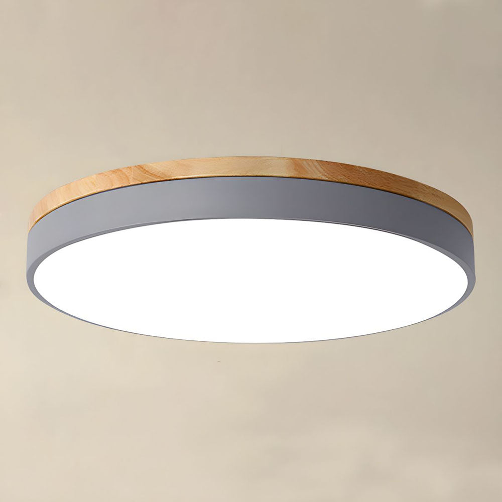 Natural Wood Flush Mount Ceiling Light