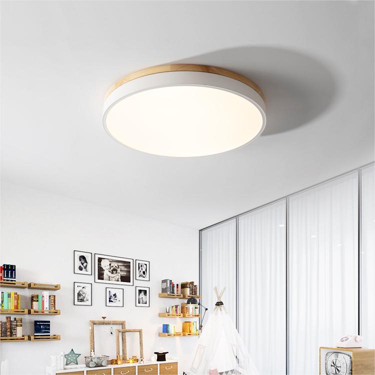 Natural Wood Flush Mount Ceiling Light