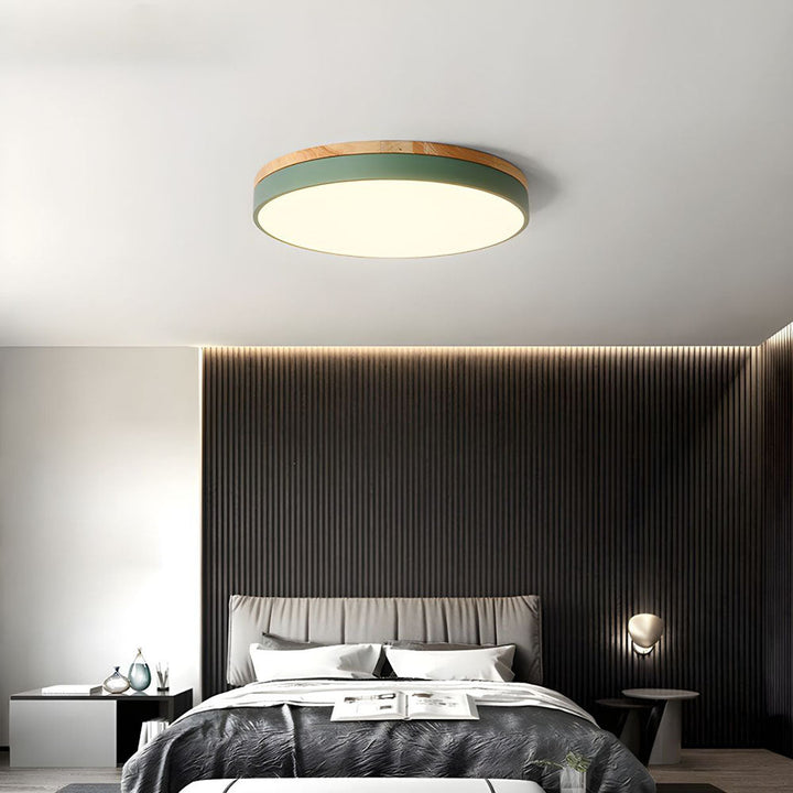 Natural Wood Flush Mount Ceiling Light