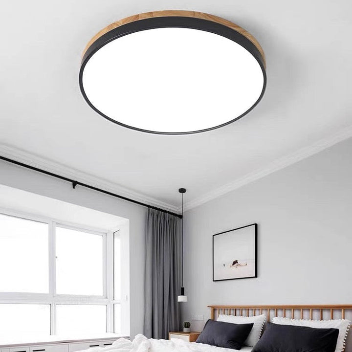 Natural Wood Flush Mount Ceiling Light