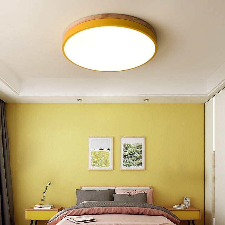 Natural Wood Flush Mount Ceiling Light