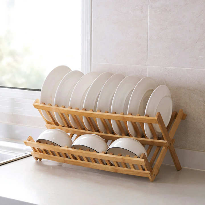 Bamboo drying rack with vertical compartments | Kalsten
