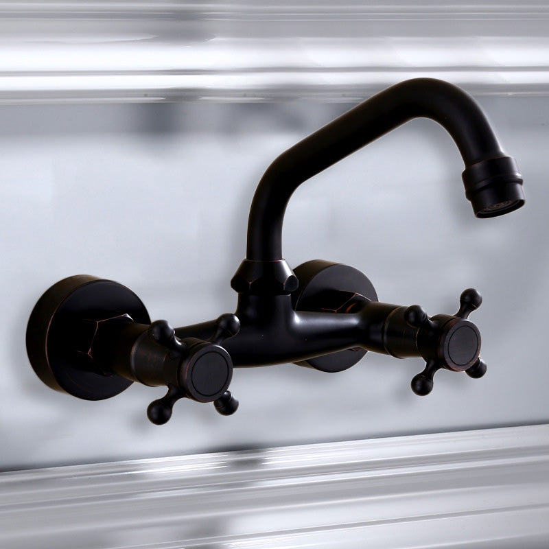 BowLift | Black Wall-Mounted Bathroom Faucet American Classic Widespread Sink Faucet