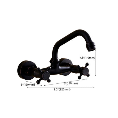 BowLift | Black Wall-Mounted Bathroom Faucet American Classic Widespread Sink Faucet