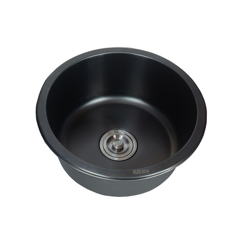 BowLift | Stainless Steel Round Sink in Black Single Basin Undermount Sink with Basket Strainer