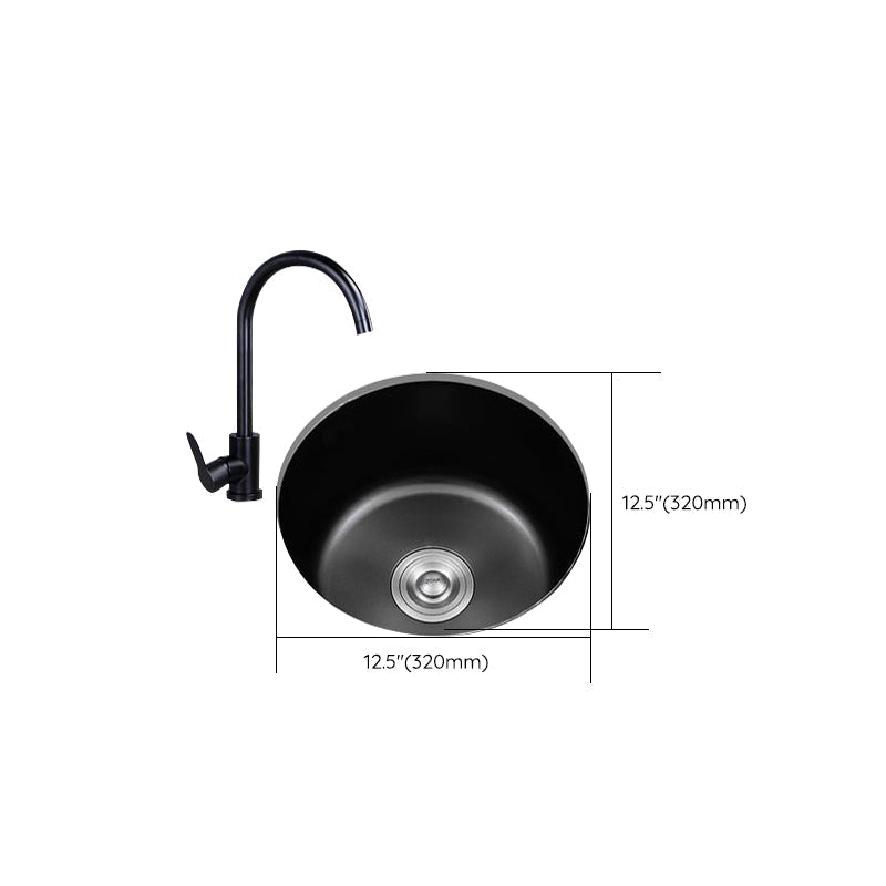 BowLift | Stainless Steel Round Sink in Black Single Basin Undermount Sink with Basket Strainer