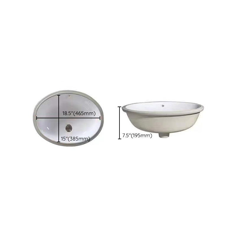 Kalsten | Modern Under-mount Sink Oval Porcelain with Pop-Up Drain Sink