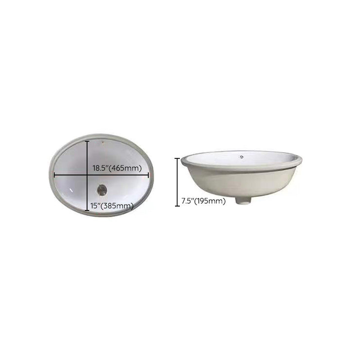 Kalsten | Modern Under-mount Sink Oval Porcelain with Pop-Up Drain Sink