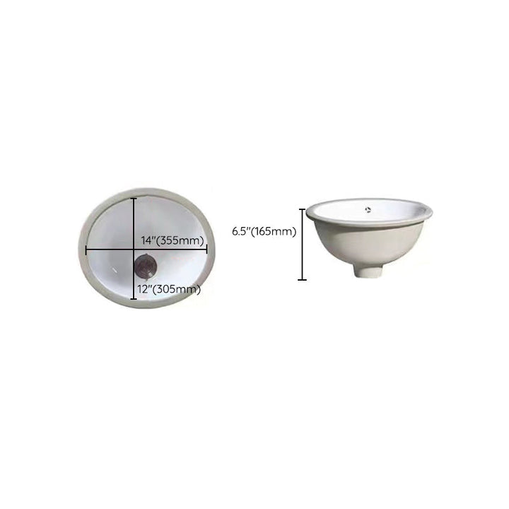 Kalsten | Modern Under-mount Sink Oval Porcelain with Pop-Up Drain Sink