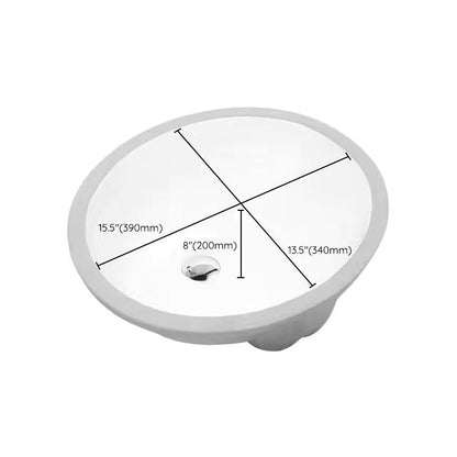 Kalsten | Modern Under-mount Sink Oval Porcelain with Pop-Up Drain Sink