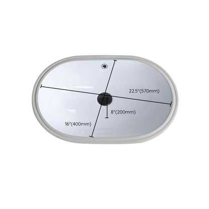 Kalsten | Modern Under-mount Sink Oval Porcelain with Pop-Up Drain Sink