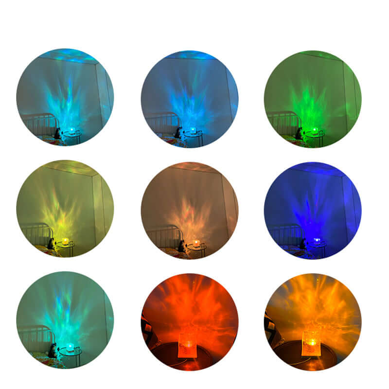 LED Water Ripple Ambient Night Light USB Rotating Projection Crystal Table Lamp RGB Dimmable Home Decoration 16 Color Gifts | Kalsten