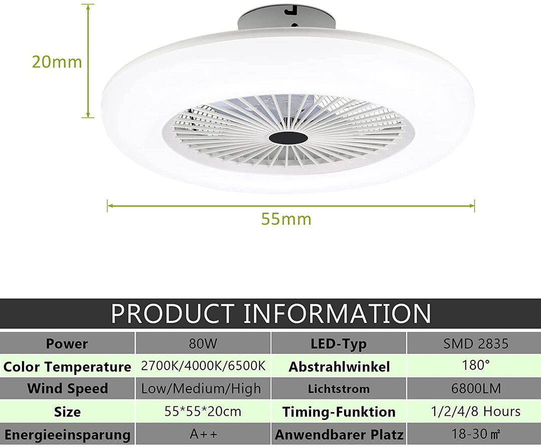 Ceiling fan with lighting 80W with remote control | Kalsten